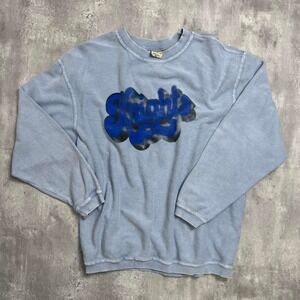 Chicka-d Mens Knights Ribbed Corded Sweatshirt Blue Ripped Vintage Crewneck M